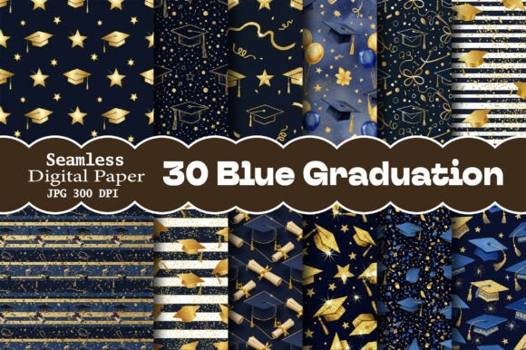 Download Blue Graduation Digital Paper - Premium Resources